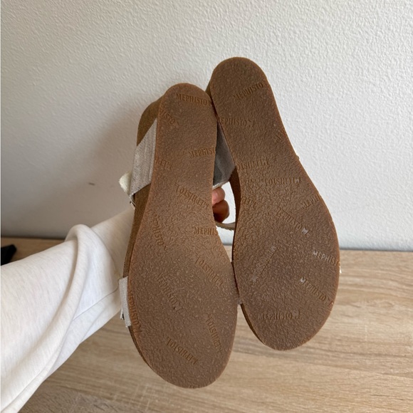 Mephisto Morgana wedge sandals silver leather Women’s Sz 41/11 - Picture 8 of 9